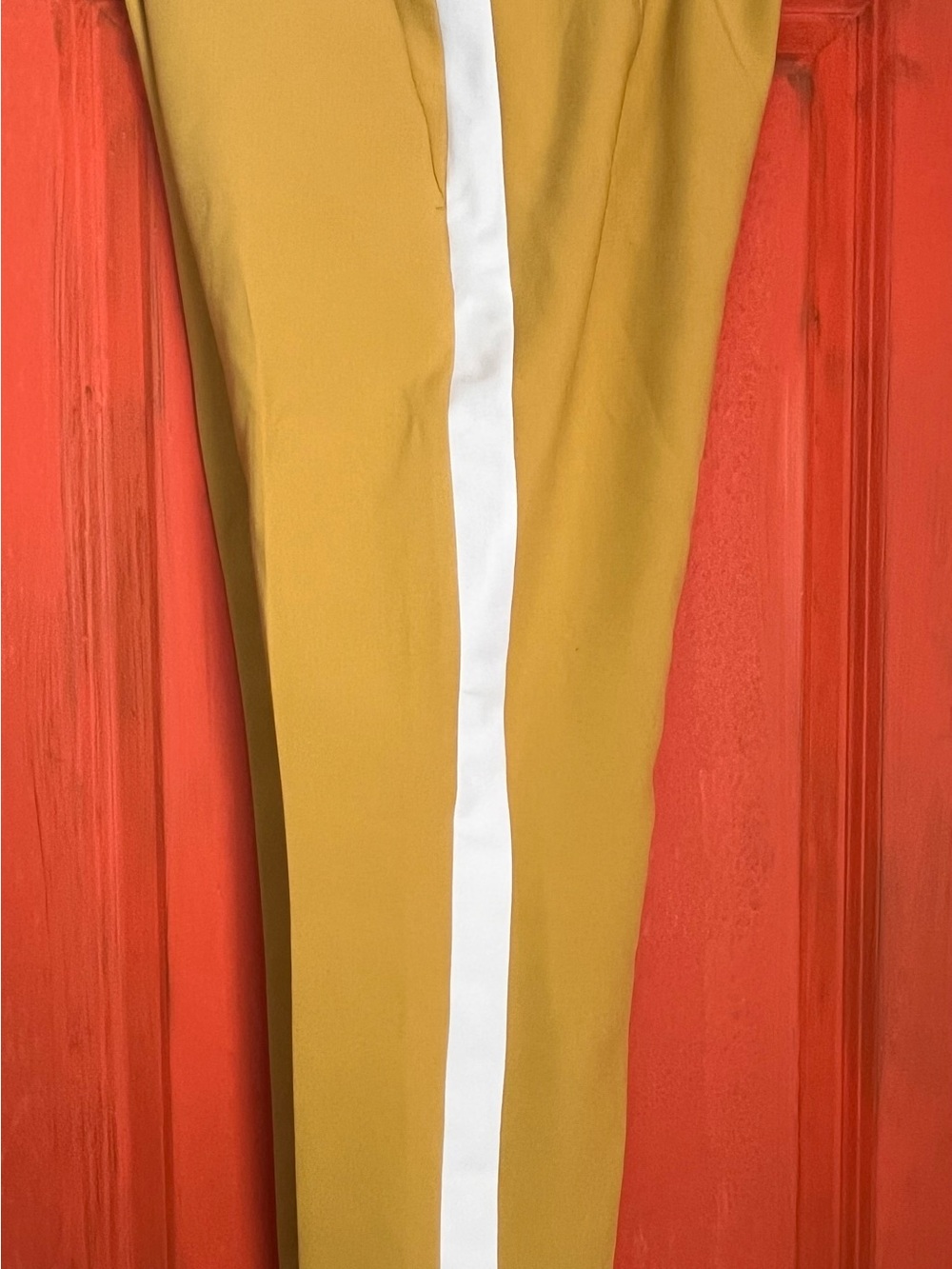 M&S Collection Women’s Cropped Mustard Ankle Pants with White Center Stripe